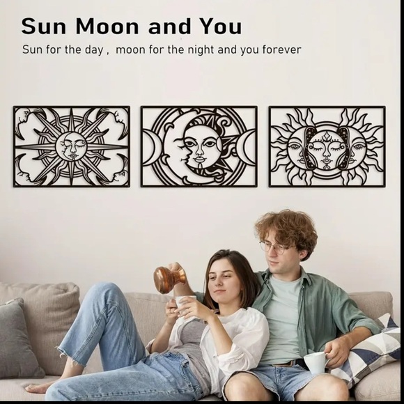 Sun & Moon Metal Wall Art | Celestial Decor & Home Accents  Black Celestial Art Panels Wall Decor